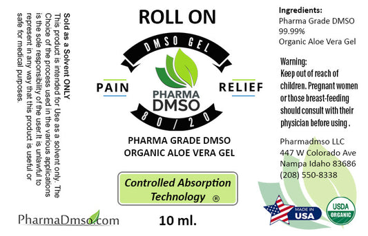 DMSO 80/20 Roll-On 10ml Clinical Grade DMSO 99.996% filtered