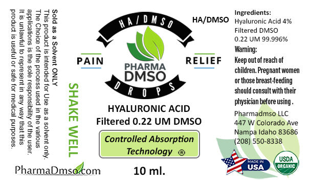 Hyaluronic Acid with Clinical DMSO Drops 10ml - Glass Dropper Included