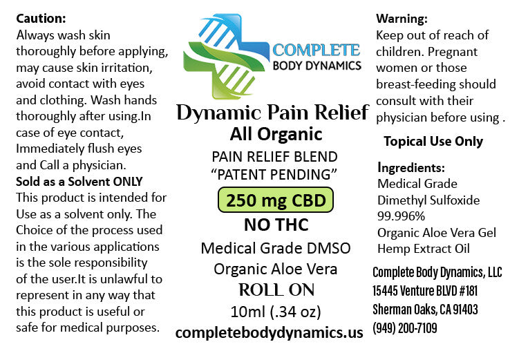 CBD 250mg Roll-On Dynamic Pain Reliever "Patent Pending"