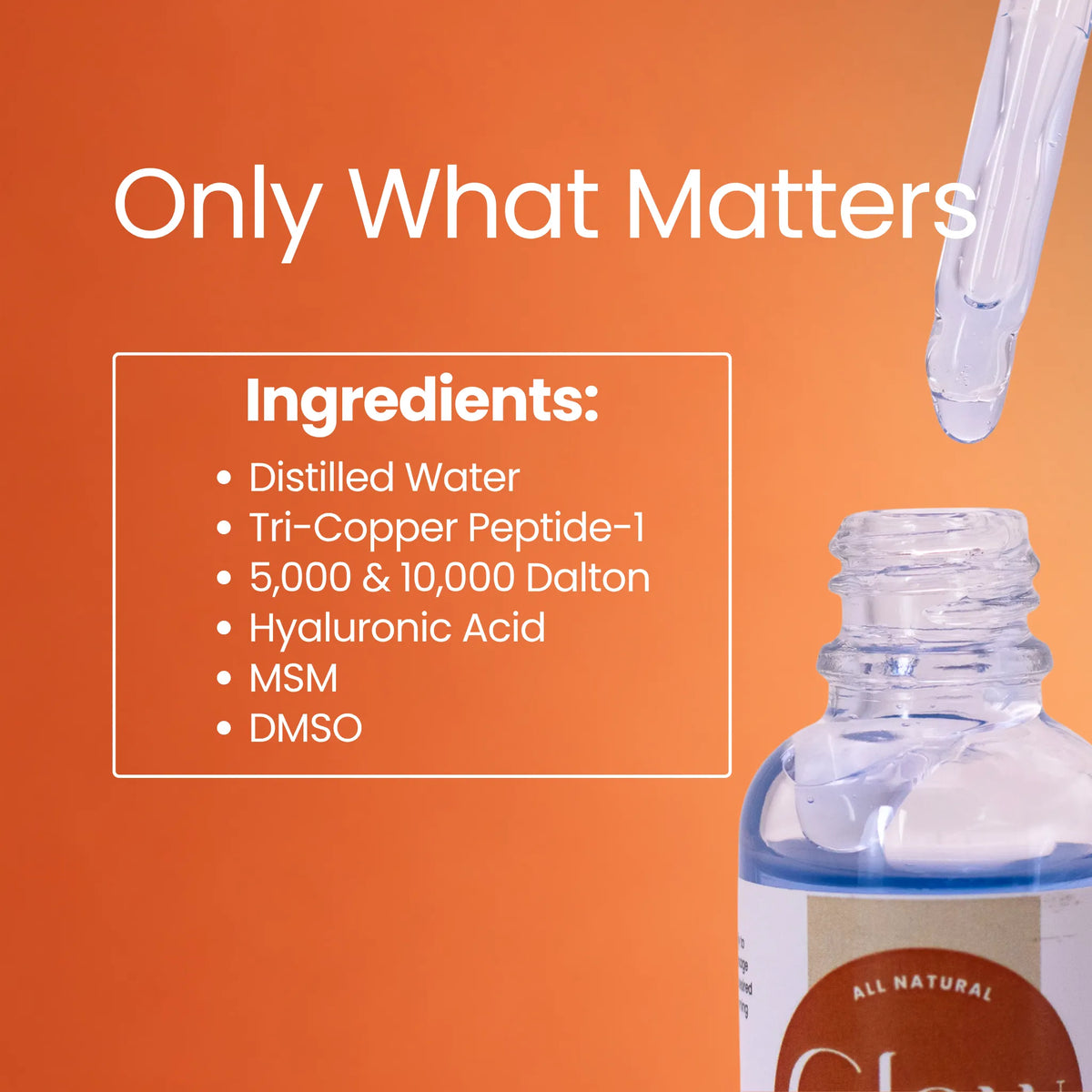 GLOW Serum Copper Tri-Peptide / 2 weights of Hyaluronic Acid/ MSM