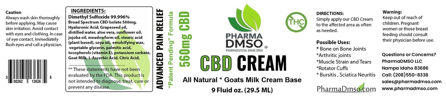 CBD Cream 125mg Broad Spectrum CBD Cream "Patent Pending formula" No THC