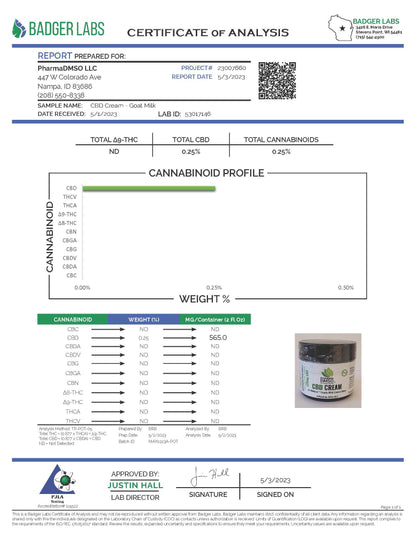 CBD Cream 125mg Broad Spectrum CBD Cream "Patent Pending formula" No THC