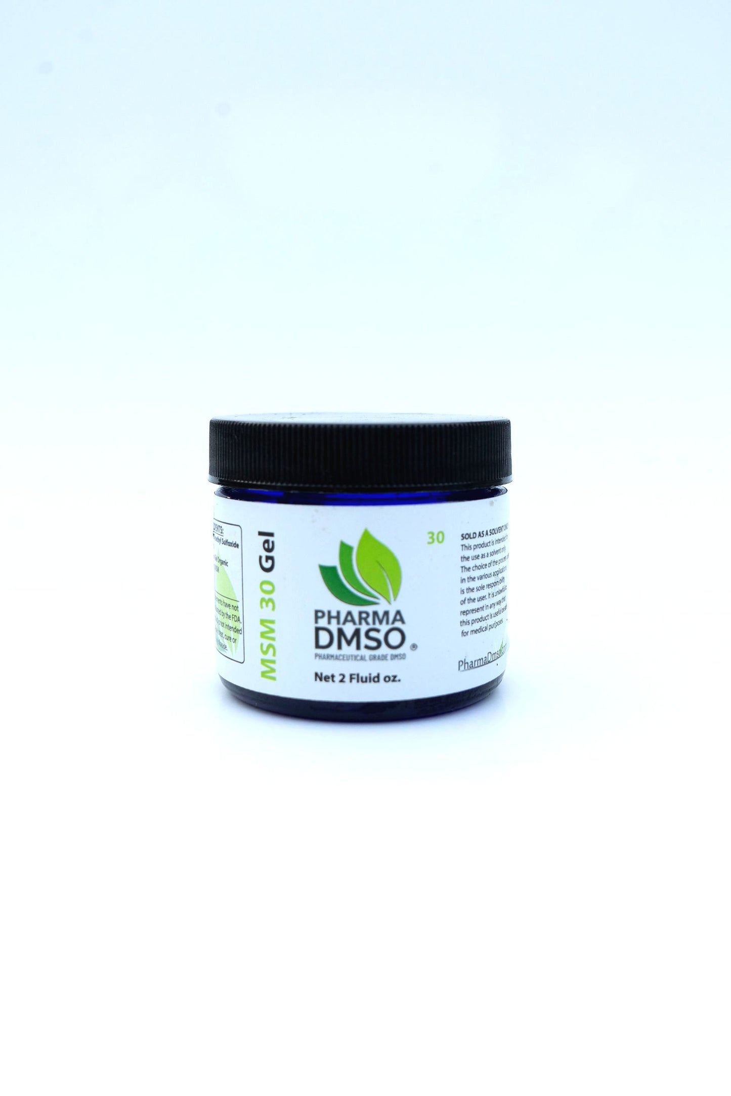 Jar of Pharma DMSO MSM 30 Gel on a white background