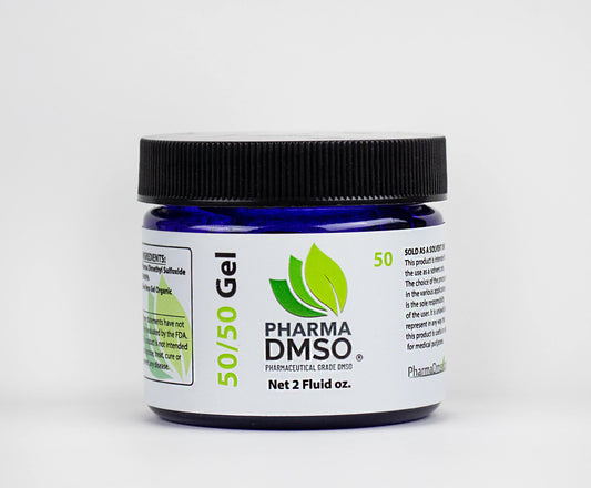 Jar of Pharma DMSO 50/50 Gel on a white background